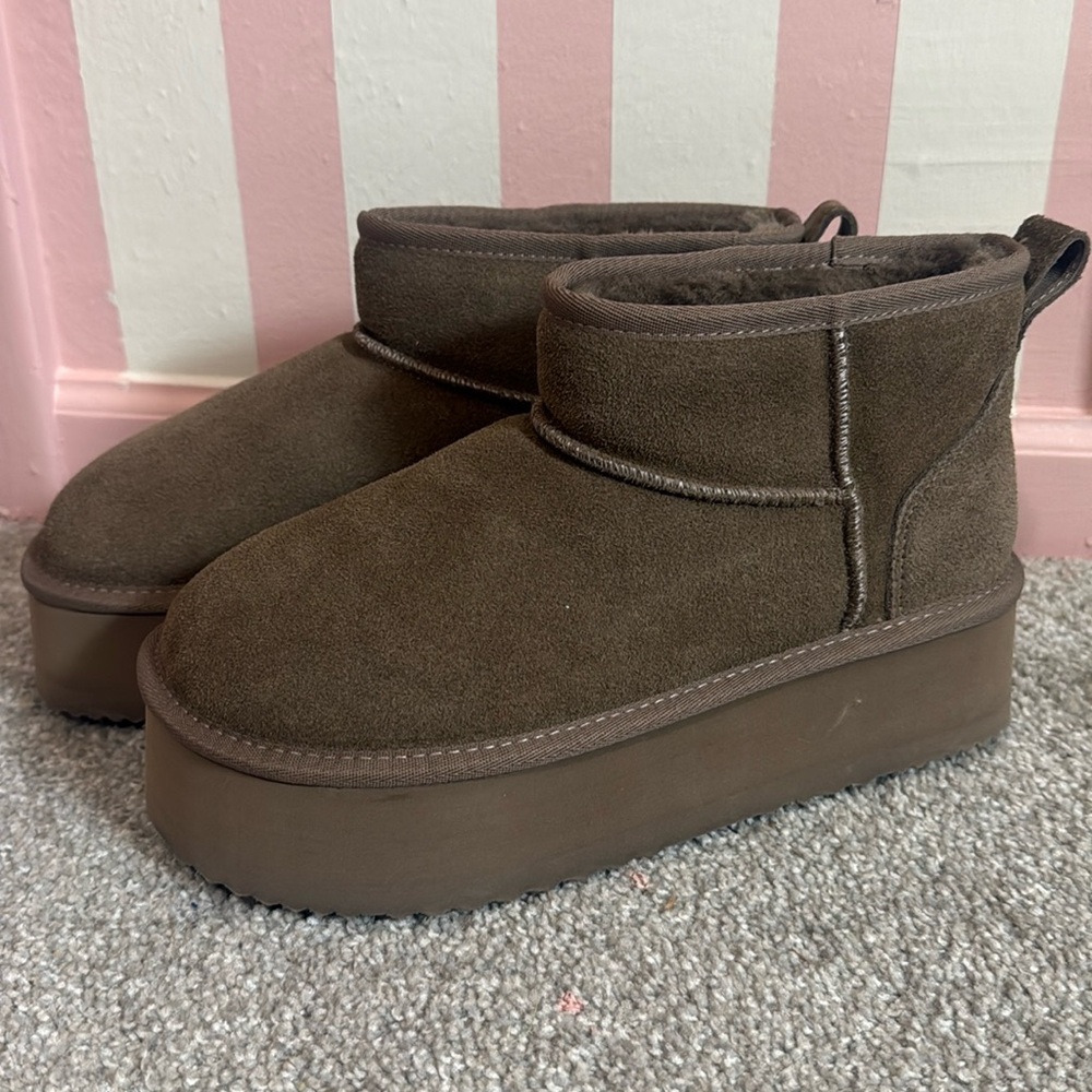 Platform Fuzzy Lined Ankle Boots